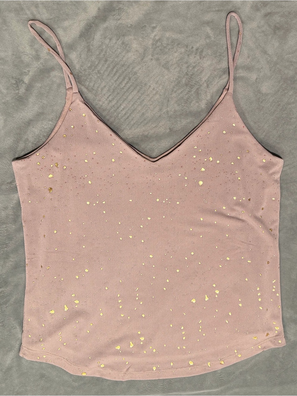 Sincerely Jules Metallic Accent Spaghetti Strap Tank Top, fully lined -Size S